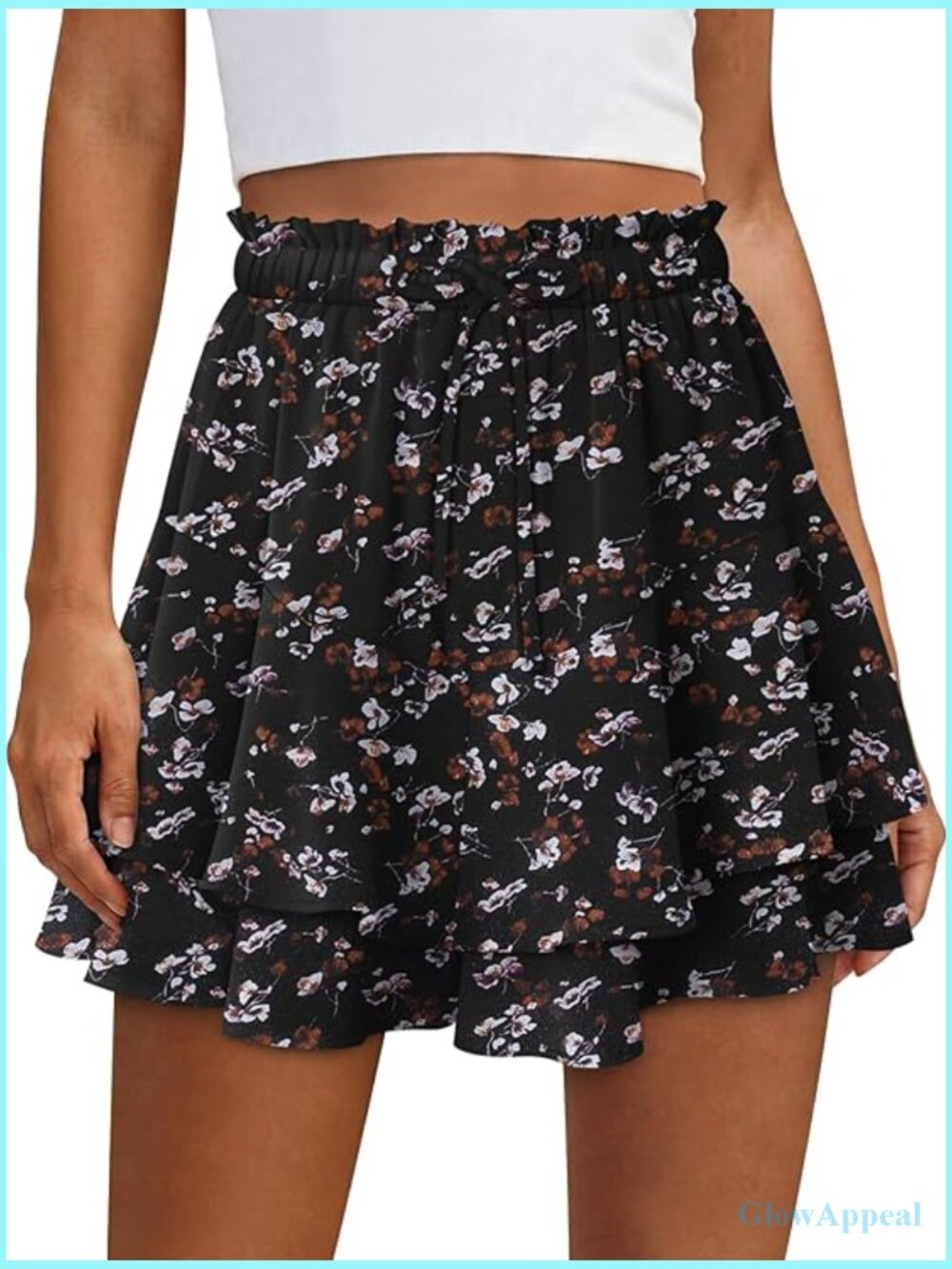 Women's Chiffon Floral Skort Flowy Ruffle Mini Sporty Shorts